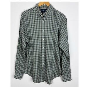 Ralph Lauren Classic Fit Button Down Shirt Men’s Size Large Plaid Green Cotton